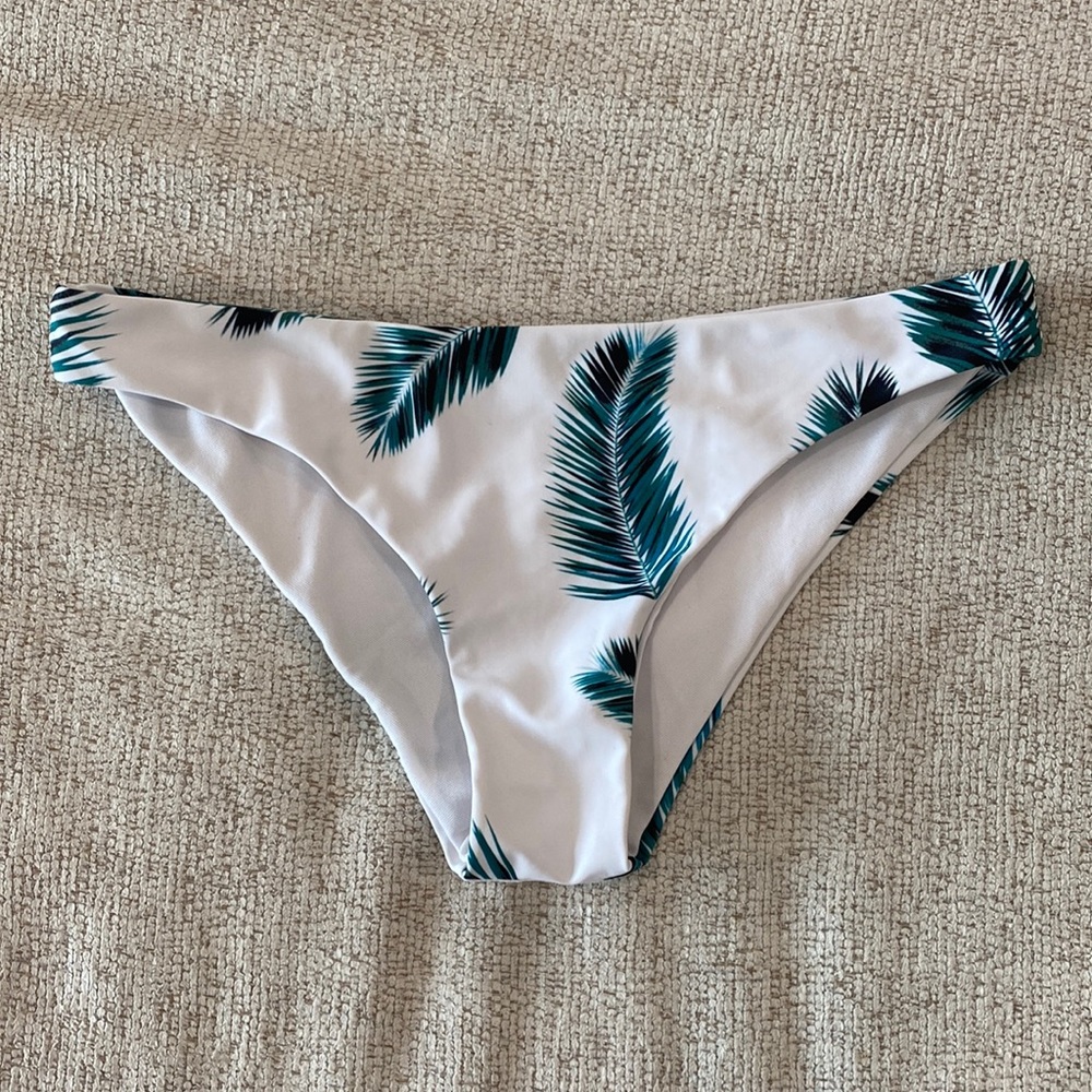 SHEIN White Bikini Bottom Leaf Print